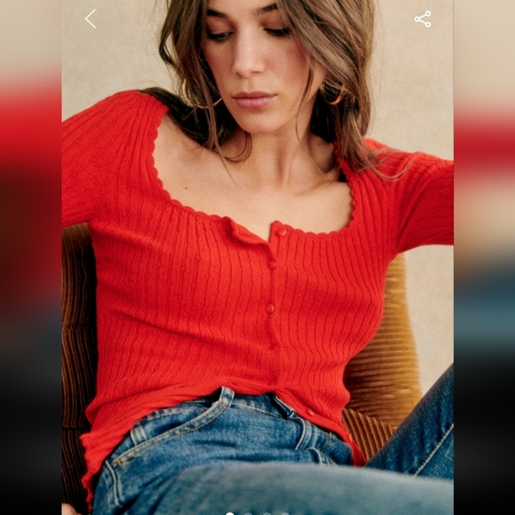 Sezane Sweaters - Sézane Ambroise Red Cardigan